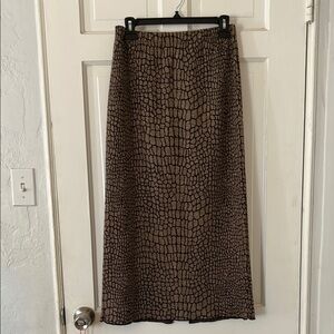 Vintage Brown Crocodile Print Skirt